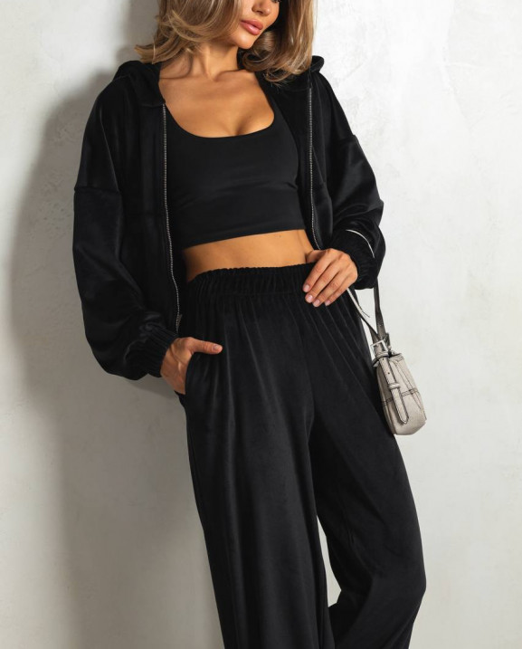 57 Велюровий костюм із капюшоном з прямими штанами